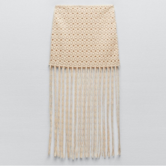 Zara 2 Piece Crochet Crop Top + Fringed Skirt - Picture 12 of 16